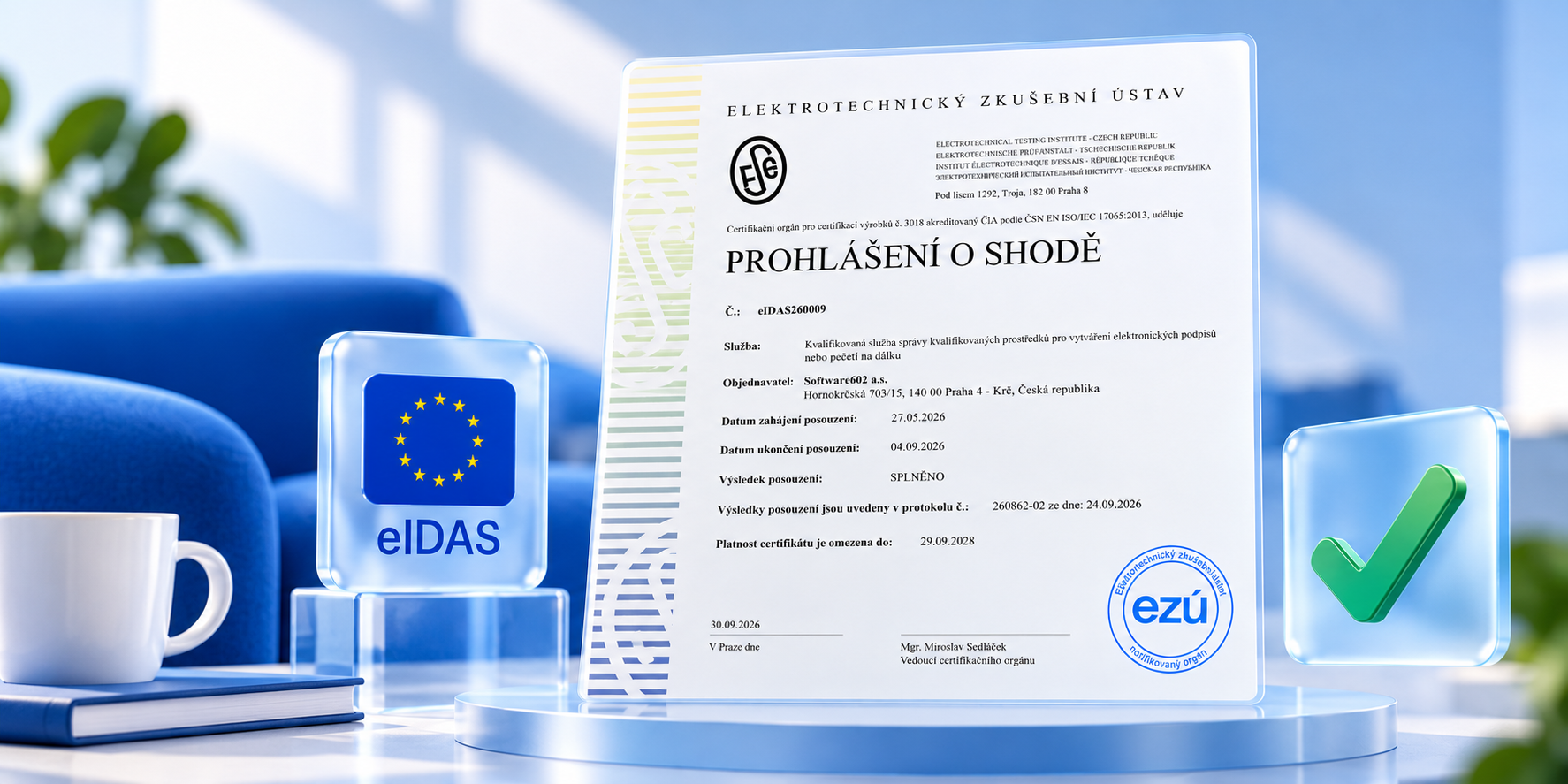 Obrázek k článku: Společnost Software602 získala nové prohlášení o shodě pro kvalifikovanou eIDAS službu